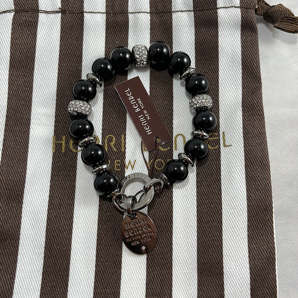 New! Henri Bendel Influencer Bead Stretch Bracelet in Black